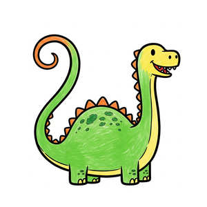 Dinosaur with a Long, Curly and Bouncy Tail